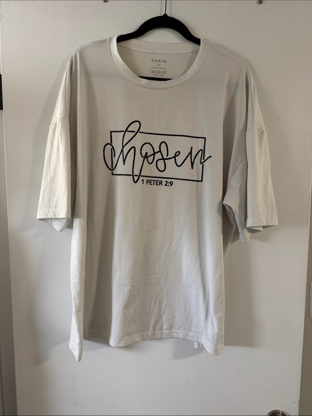SHEIN White Graphic 'Chosen' Short-Sleeve Tee
